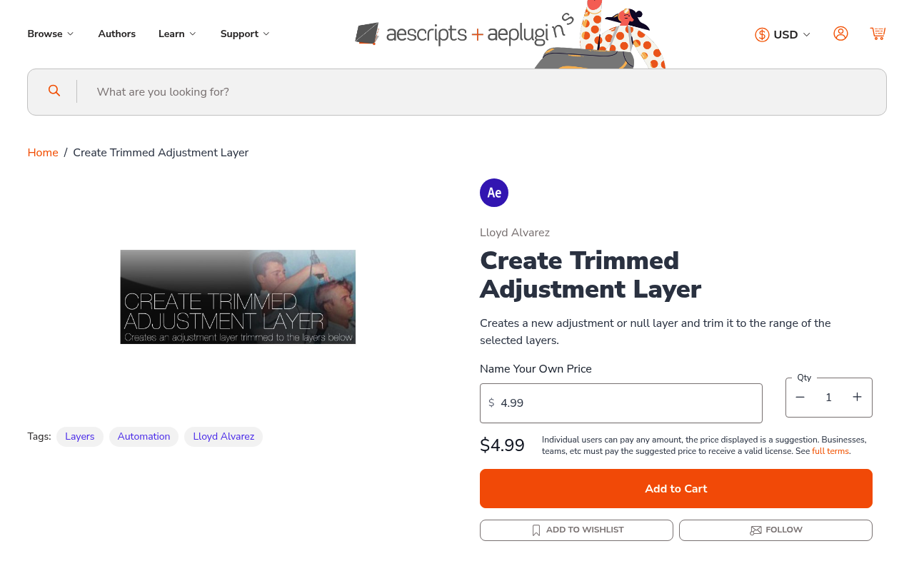 Create Trimmed Adjustment Layer screenshot
