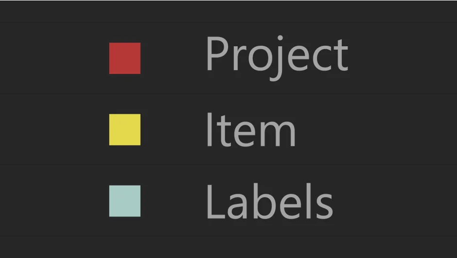 Project Item Labels screenshot